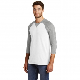 New Era NEA121 Heritage Blend 3/4-Sleeve Baseball Raglan Tee - Shadow Grey Heather/White