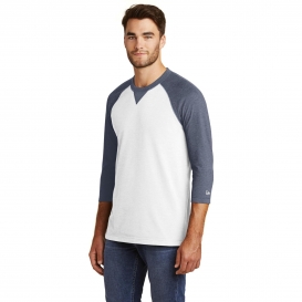 New Era NEA121 Heritage Blend 3/4-Sleeve Baseball Raglan Tee - True Navy Heather/White
