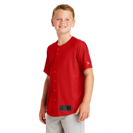 New Era YNEA220 Youth Diamond Era Full-Button Jersey - Scarlet