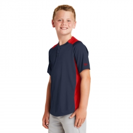 New Era YNEA221 Youth Diamond Era 2-Button Jersey - True Navy/Scarlet