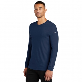 Nike NKBQ5230 Dri-FIT Cotton/Poly Long Sleeve Tee - College Navy