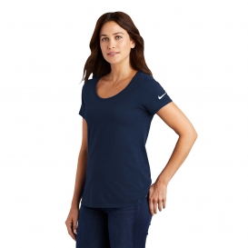 Nike NKBQ5234 Ladies Dri-FIT Cotton/Poly Scoop Neck Tee - College Navy