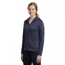 Nike NKAH6264 Ladies Therma-FIT Full-Zip Fleece Hoodie - Midnight Navy