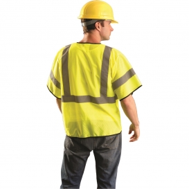 OccuNomix ECO-GCZ3 Type R Class 3 Value Mesh Safety Vest with Zipper - Yellow/Lime