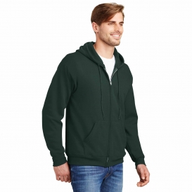 Hanes P180 EcoSmart Full-Zip Hooded Sweatshirt - Deep Forest
