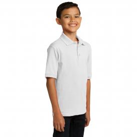 Port & Company KP55Y Youth Core Blend Jersey Knit Polo - White | Full ...