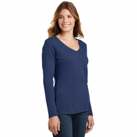 Port & Company LPC450VLS Ladies Long Sleeve Fan Favorite V-Neck Tee ...