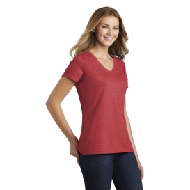 Port & Company LPC455V Ladies Fan Favorite Blend V-Neck Tee - Team Cardinal Heather