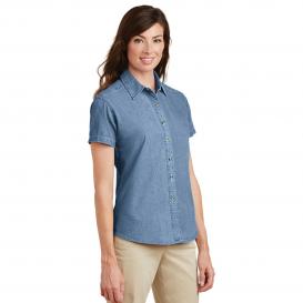 Port & Company LSP11 Ladies Short Sleeve Value Denim Shirt - Faded Blue ...