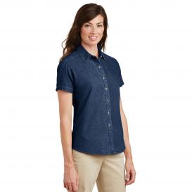 Port & Company LSP11 Ladies Short Sleeve Value Denim Shirt - Ink Blue ...