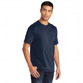 Port & Company PC55PT Tall Core Blend Pocket Tee - Navy | Full Source