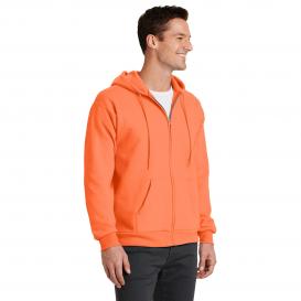 Port & Company PC78ZH Core Fleece Full-Zip Hooded Sweatshirt - Neon Orange