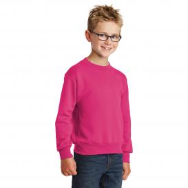 Port & Company PC90Y Youth Core Fleece Crewneck Sweatshirt - Sangria