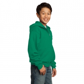 Port & Company PC90YZH Youth Core Fleece Full-Zip Hooded Sweatshirt - Kelly
