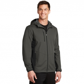 Port Authority J719 Active Hooded Soft Shell Jacket - Grey Steel/Deep ...