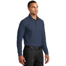 Port Authority K100LS Long Sleeve Core Classic Pique Polo - River Blue ...