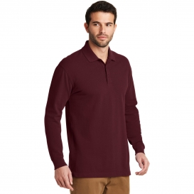 Port Authority K8000LS EZCotton Long Sleeve Polo - Maroon