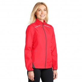 Port Authority L345 Ladies Zephyr Reflective Hit Full-Zip Jacket - Hot Coral/Grey Steel