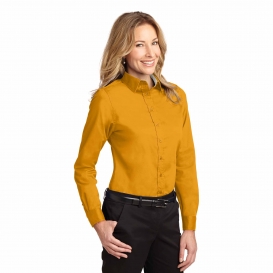 Port Authority L608 Ladies Long Sleeve Easy Care Shirt - Athletic Gold/Light Stone