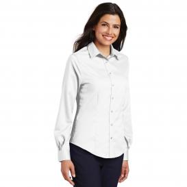Port Authority L638 Ladies Long Sleeve Non-Iron Twill Shirt - White