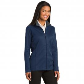 Port Authority L805 Ladies Vertical Texture Full-Zip Jacket - Regatta Blue/Iron Grey
