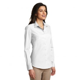 Port Authority LW100 Ladies Long Sleeve Carefree Poplin Shirt - White ...