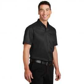 Port Authority S664 Short Sleeve SuperPro Twill Shirt - Black | Full Source