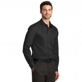 Port Authority TLS638 Tall Long Sleeve Non-Iron Twill Shirt - Black