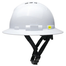 Pyramex HPT256110VM Ridgeline T2 Vented Full Brim Hard Hat with MIPS - 6 Point Suspension - White