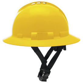 Pyramex HPT256130V Ridgeline T2 Vented Full Brim Hard Hat - 6-Point Ratchet Suspension - Yellow