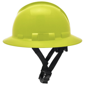 Pyramex HPT256131 Ridgeline T2 Full Brim Hard Hat - 6-Point Ratchet Suspension - Hi-Vis Lime