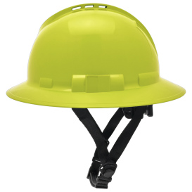 Pyramex HPT256131V Ridgeline T2 Vented Full Brim Hard Hat - 6-Point Ratchet Suspension - Hi-Vis Lime