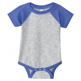 Rabbit Skins RS4430 Infant Baseball Fine Jersey Bodysuit - Vintage Heather/Vintage Royal