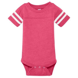 Rabbit Skins RS4437 Infant Football Fine Jersey Bodysuit - Vintage Hot Pink/Blended White
