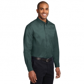 Port Authority S608ES Extended Size Long Sleeve Easy Care Shirt - Dark Green/Navy