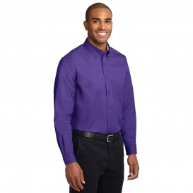 Port Authority S608ES Extended Size Long Sleeve Easy Care Shirt - Purple/Light Stone