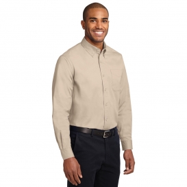 Port Authority S608ES Extended Size Long Sleeve Easy Care Shirt - Stone