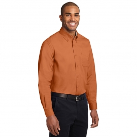 Port Authority S608ES Extended Size Long Sleeve Easy Care Shirt - Texas Orange/Light Stone
