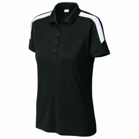 Sport-Tek LST104 Ladies Competitor United Polo - Black/White