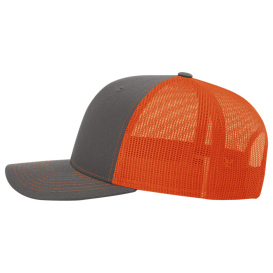 Richardson 112 Snapback Trucker Cap - Charcoal/Orange