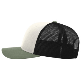 Richardson 112 Snapback Trucker Cap - Cream/Black/Loden