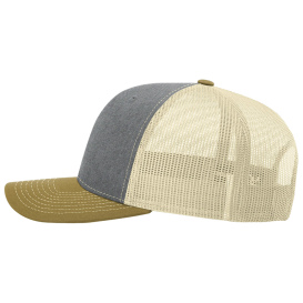 Richardson 112 Snapback Trucker Cap - Heather Gray/Birch/Amber Gold
