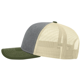 Richardson 112 Snapback Trucker Cap - Heather Grey/Birch/Army Olive