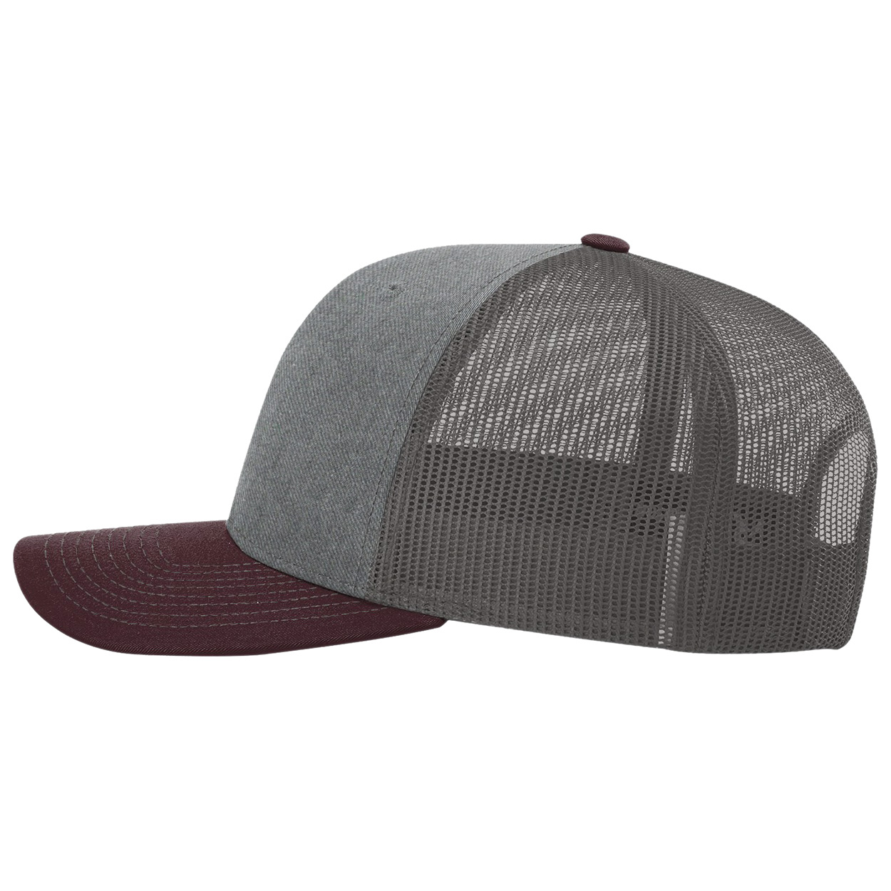 Richardson 112 Snapback Trucker Cap - Heather Grey/Charcoal/Maroon