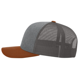 Richardson 112 Snapback Trucker Cap - Heather Grey/Charcoal/Dark Orange