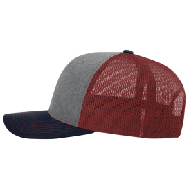 Richardson 112 Snapback Trucker Cap - Heather Grey/Cardinal/Navy