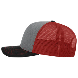 Richardson 112 Snapback Trucker Cap - Heather Grey/Red/Black