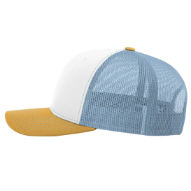 Richardson 112 Snapback Trucker Cap - White/Columbia Blue/Yellow