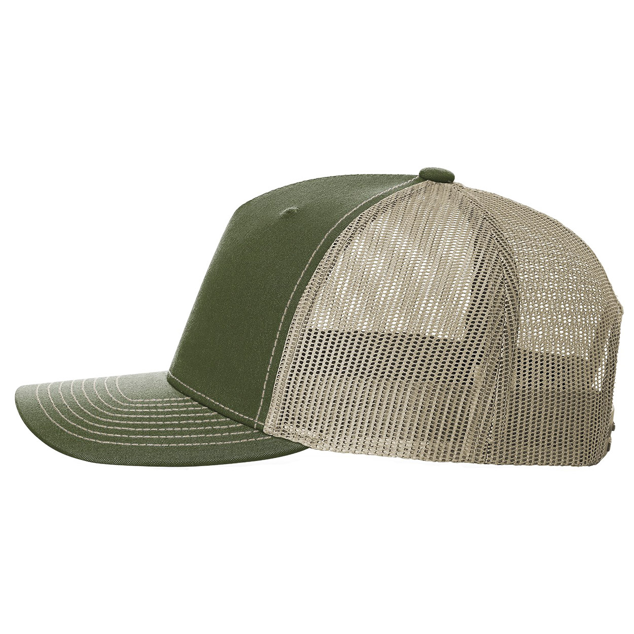 Richardson 112FP Snapback Trucker Cap - Army Olive Green/Tan