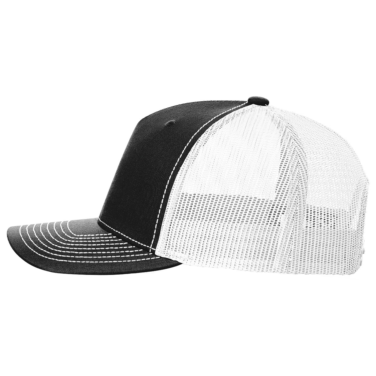 Richardson 112FP Snapback Trucker Cap - Black/White